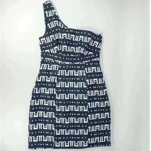 Lucky Ducky One Shoulder Navy and White Dress Size Small